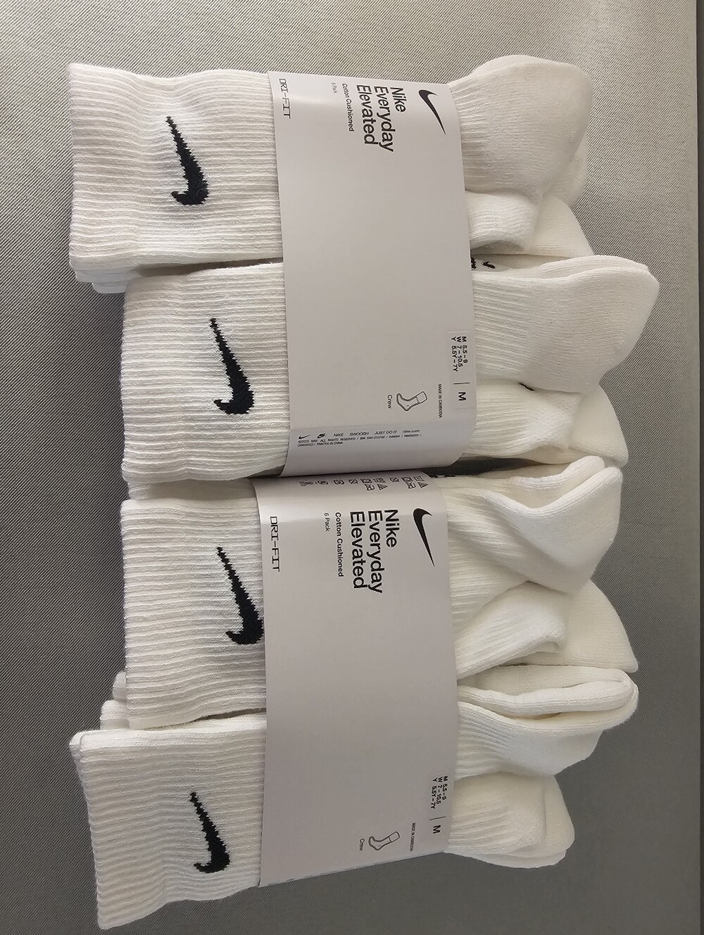 NEW 2 Packs NIKE Everyday Unisex White Socks - 12 Pair
